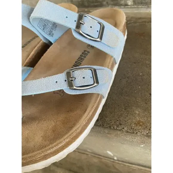 Cushionaire light blue faux leather comfort footbed sandal - Picture 6 of 9
